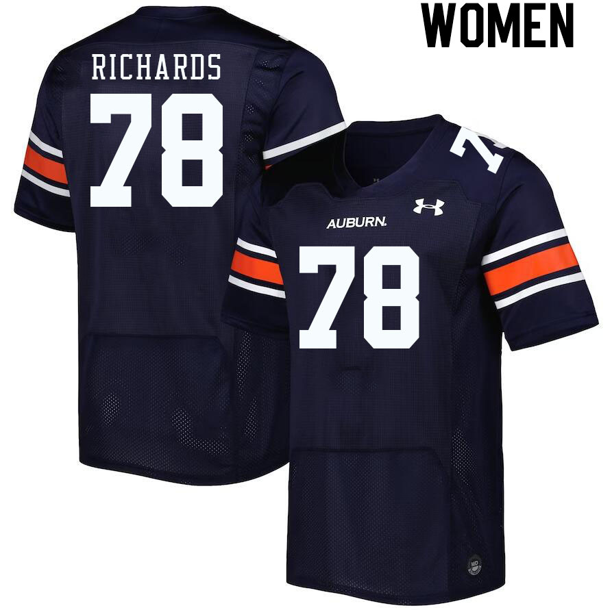Women #78 Evan Richards Auburn Tigers College Football Jerseys Stitched-Navy